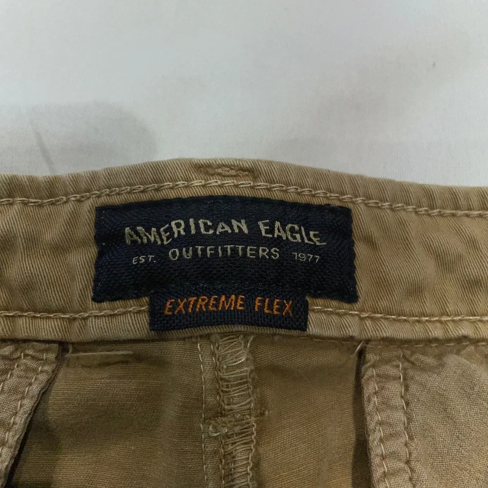 American Eagle Extreme Flex Classic Khaki Chino Shorts Mens 30 Tan Brown